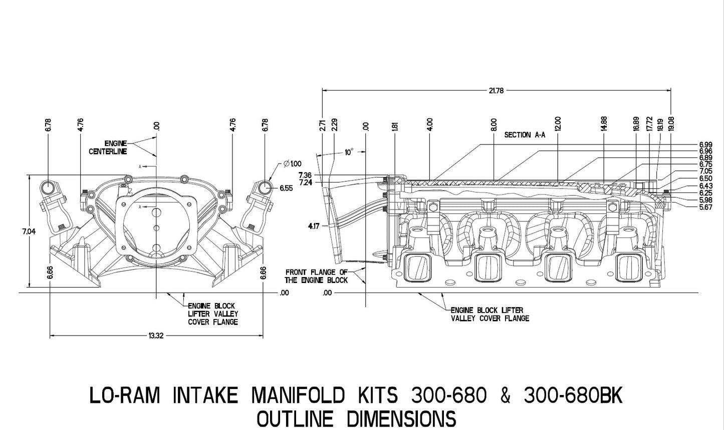 Holley Ultra Lo-Ram Manifold Kit Single Injector- Satin - GM LS3/L92