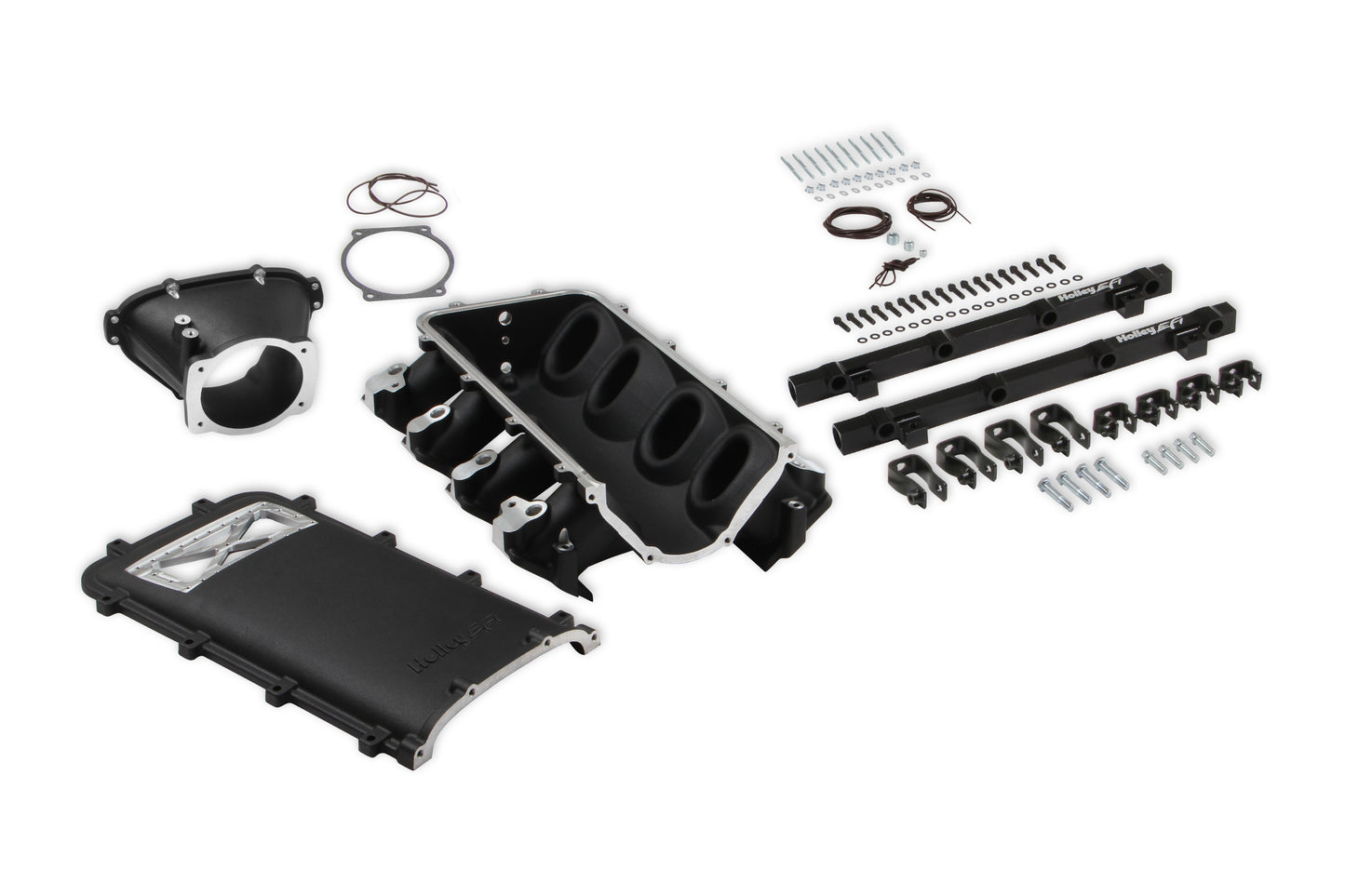 Holley Ultra Lo-Ram Manifold Kit Single Injector- Black - GM LS3/L92