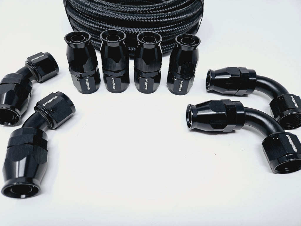 AN-6 Nylon Braided PTFE hose and 8 AN Fittings Bundle Deal