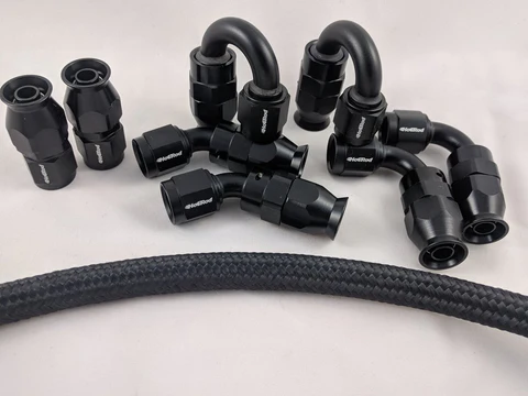 AN-6 Nylon Braided PTFE hose and 8 AN Fittings Bundle Deal