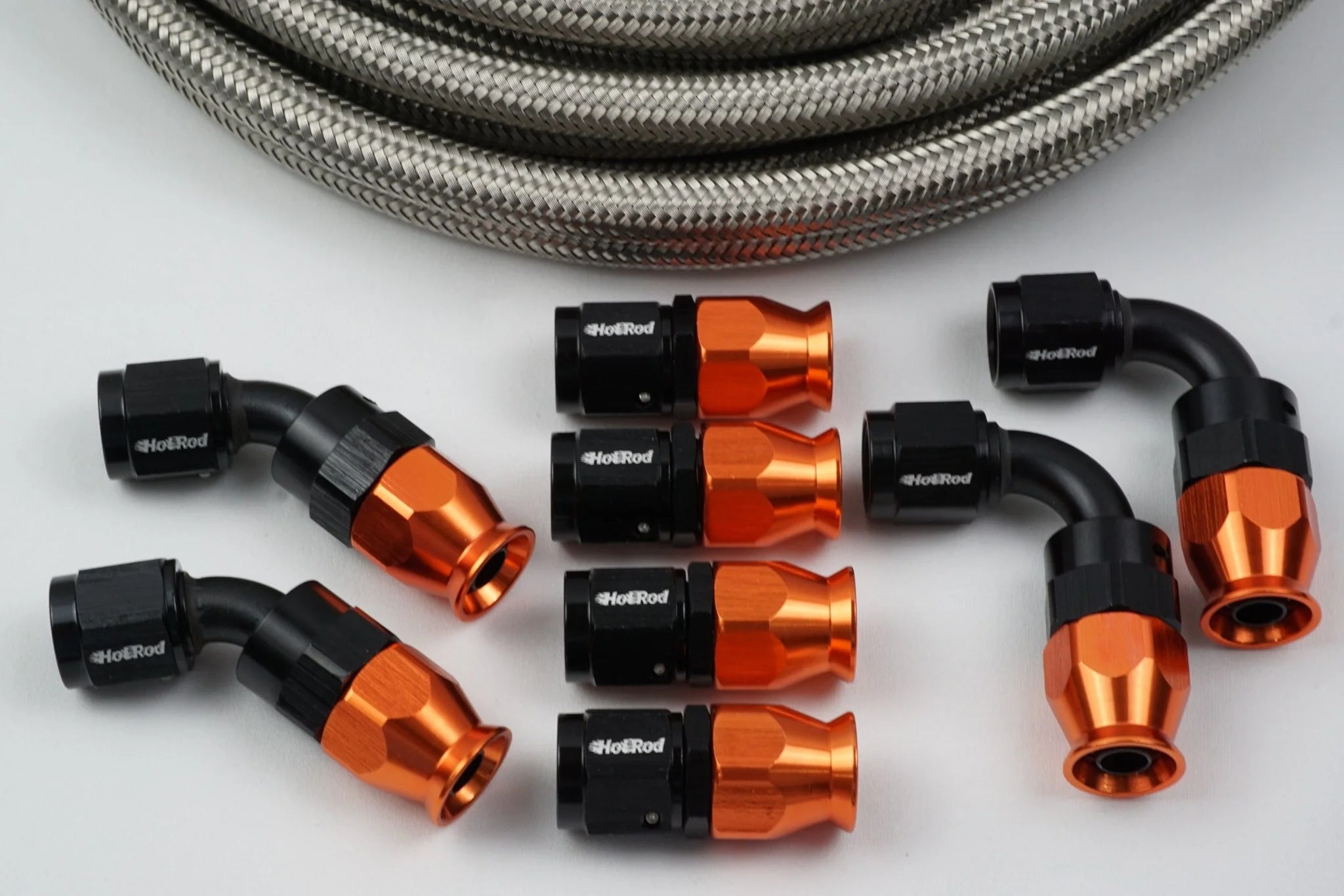 AN-10 Stainless Braided PTFE hose and 8 AN Fittings Bundle Deal